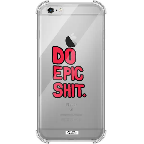 a red and black text Apple iPhone 6 plus Clear PC Case