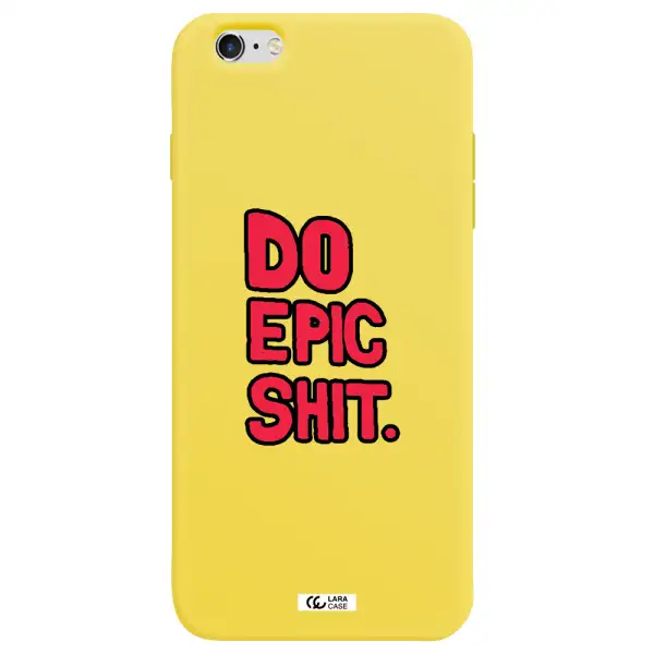 a red and black text Apple iPhone 6 plus Silicone canary yellow Case