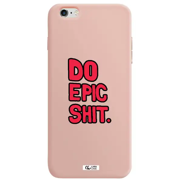 a red and black text Apple iPhone 6 plus Silicone pastel pink Case