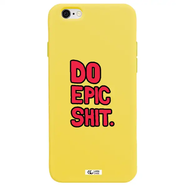 a red and black text Apple iPhone 6 Silicone canary yellow Case