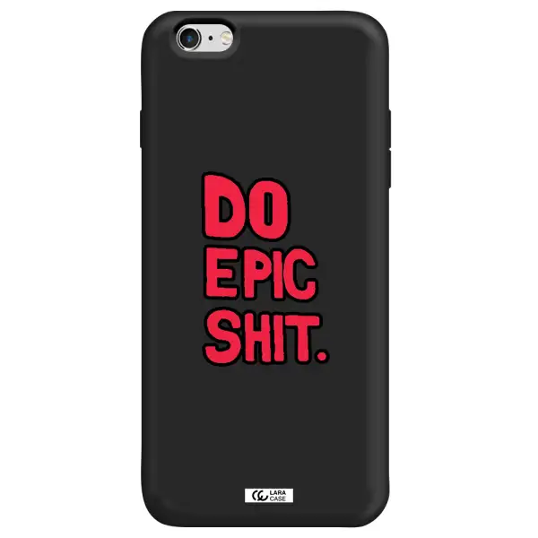 a red and black text Apple iPhone 6S Silicone black Case