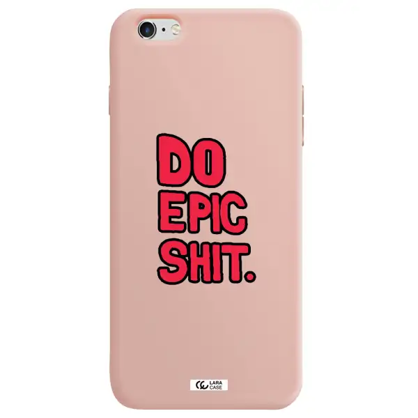 a red and black text Apple iPhone 6S Silicone pastel pink Case