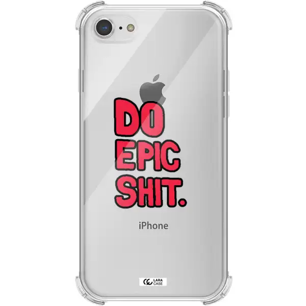 a red and black text Apple iPhone 7 Clear PC Case
