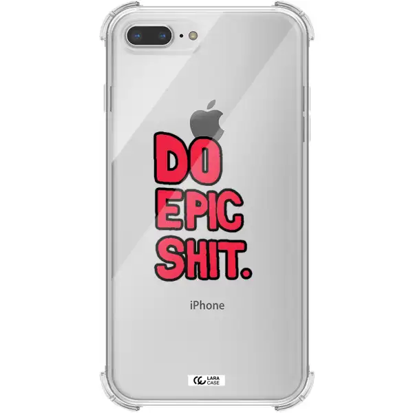 a red and black text Apple iPhone 7 plus Clear PC Case