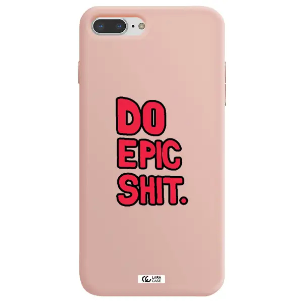 a red and black text Apple iPhone 7 plus Silicone pastel pink Case