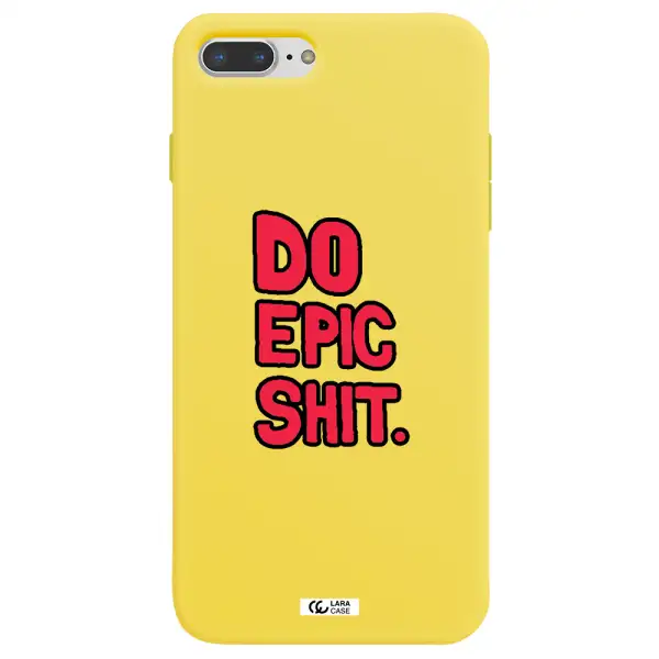 a red and black text Apple iPhone 8 plus Silicone canary yellow Case