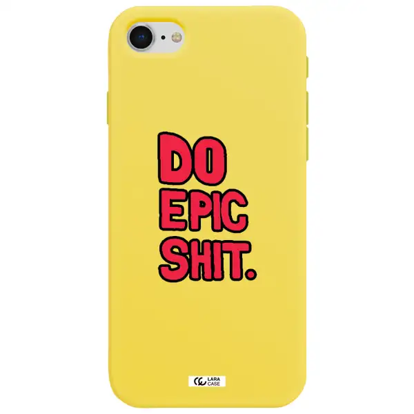 a red and black text Apple iPhone se 2020 Silicone canary yellow Case