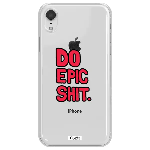 a red and black text Apple iPhone XR Clear TPU Case
