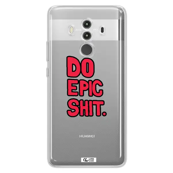 a red and black text Huawei Mate 10 Clear TPU Case