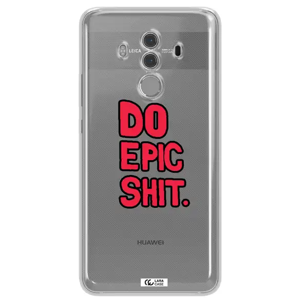 a red and black text Huawei Mate 10 Pro Clear TPU Case