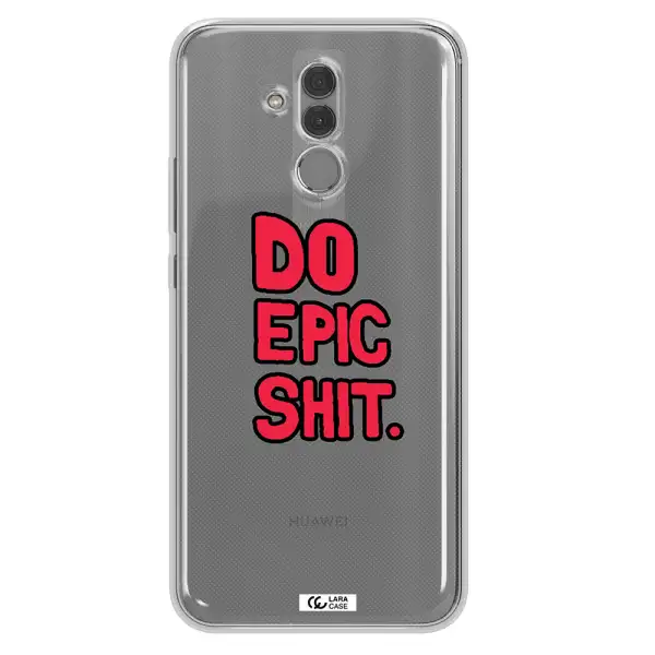 a red and black text Huawei Mate 20 Lite Clear TPU Case