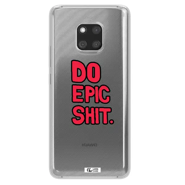 a red and black text Huawei Mate 20 Pro Clear TPU Case