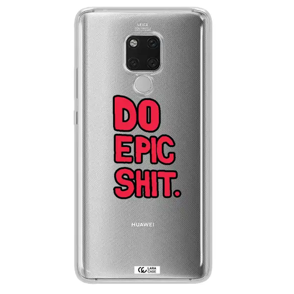 a red and black text Huawei Mate 20X Clear TPU Case