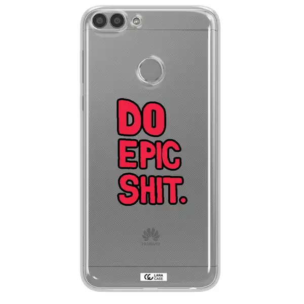 a red and black text Huawei P Smart 2017 Clear TPU Case