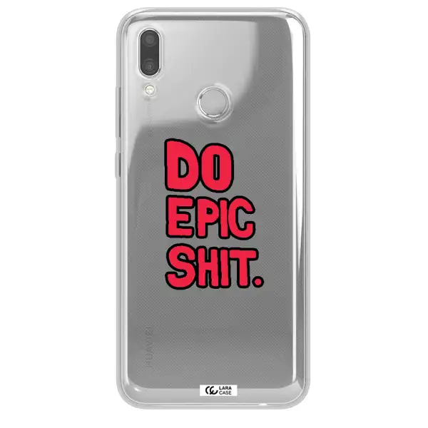 a red and black text Huawei P Smart 2019 Clear TPU Case