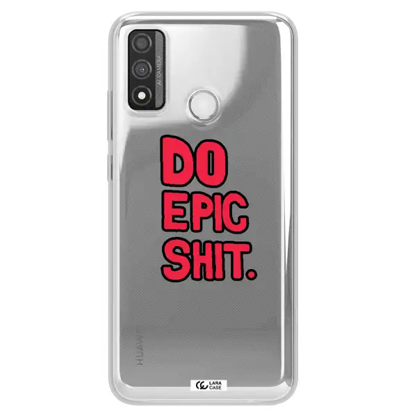 a red and black text Huawei P Smart 2020 Clear TPU Case