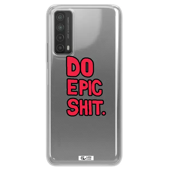 a red and black text Huawei P Smart 2021 Clear TPU Case