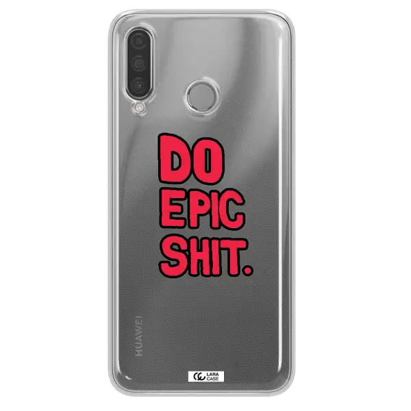 a red and black text Huawei P30 Lite Clear TPU Case