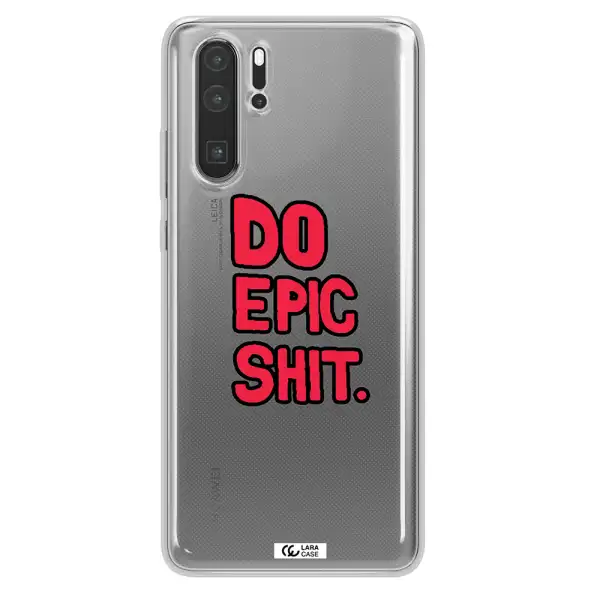 a red and black text Huawei P30 Pro Clear TPU Case