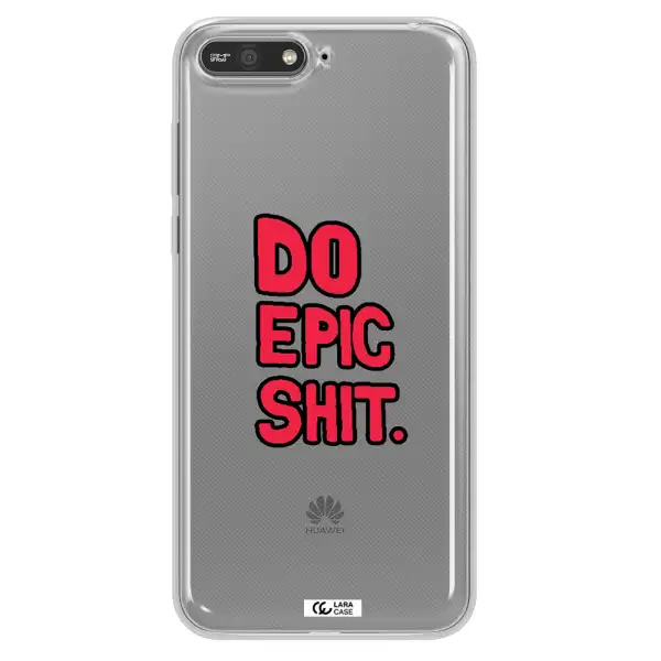 a red and black text Huawei Y6 2018 Clear TPU Case