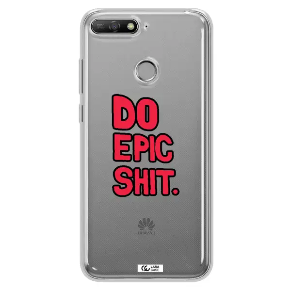 a red and black text Huawei Y6 Prime 2018 Clear TPU Case