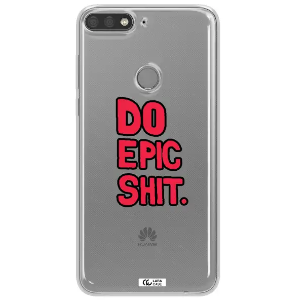 a red and black text Huawei Y7 Prime 2018 Clear TPU Case