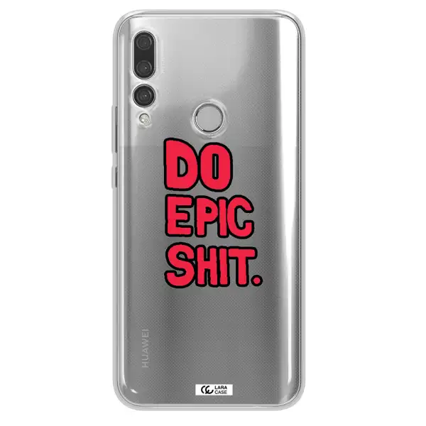 a red and black text Huawei Y9 Prime 2019 Clear TPU Case