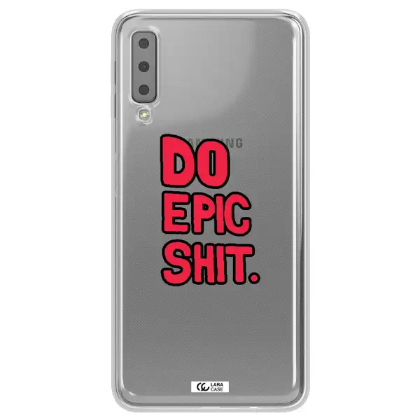 a red and black text Samsung A7 2018 Clear TPU Case