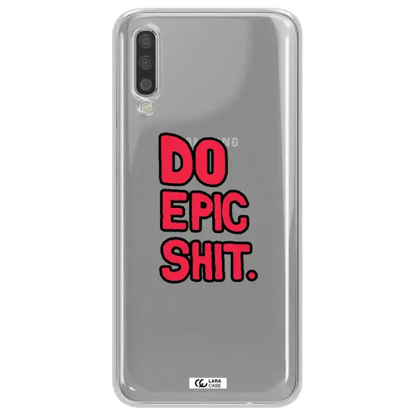 A Red And Black Text Samsung A70S Clear Tpu Case
