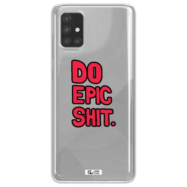 a red and black text Samsung A71 Clear TPU Case