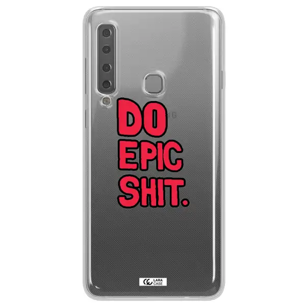 a red and black text Samsung A9 2018 Clear TPU Case
