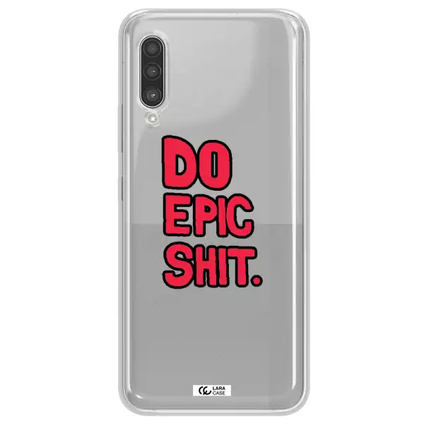 a red and black text Samsung A90 Clear TPU Case