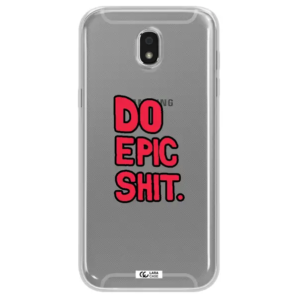 a red and black text Samsung J5 2017 Clear TPU Case