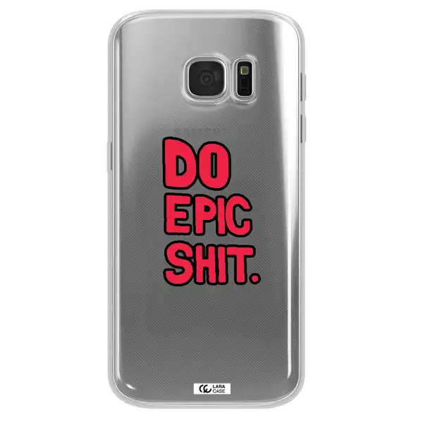 a red and black text Samsung S 7 Clear TPU Case