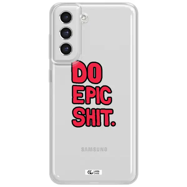 A Red And Black Text Samsung S21 Fe Clear Tpu Case