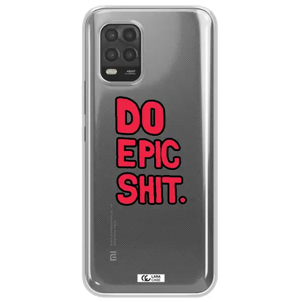 a red and black text Xiaomi Mi 10 Lite Clear TPU Case