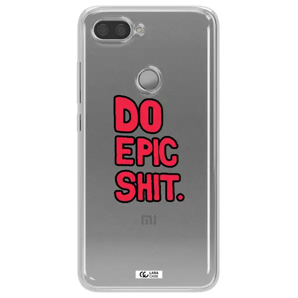 a red and black text Xiaomi Mi 8 Lite Clear TPU Case