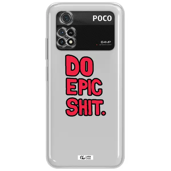 A Red And Black Text Xiaomi Poco M4 Pro 4G Clear Tpu Case