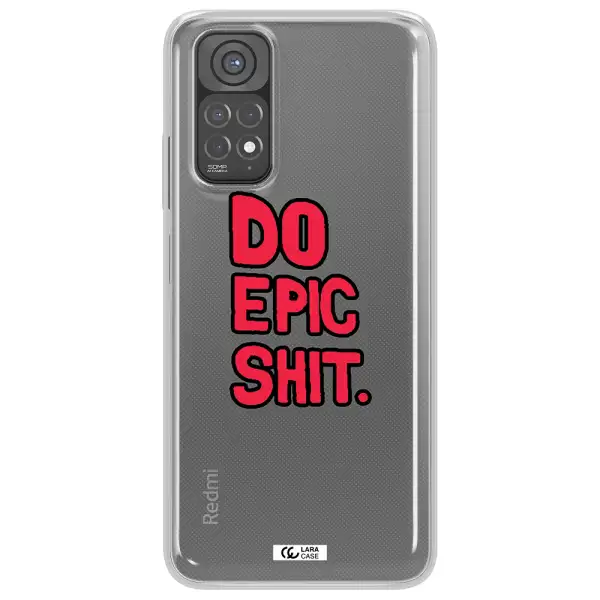 a red and black text Xiaomi Redmi Note 11 Clear TPU Case