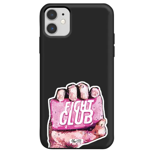 a hand holding a pink bag Apple iPhone 11 Silicone black Case
