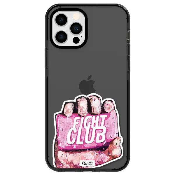 a hand holding a pink bag Apple iPhone 12 pro impact Smoke Black Case