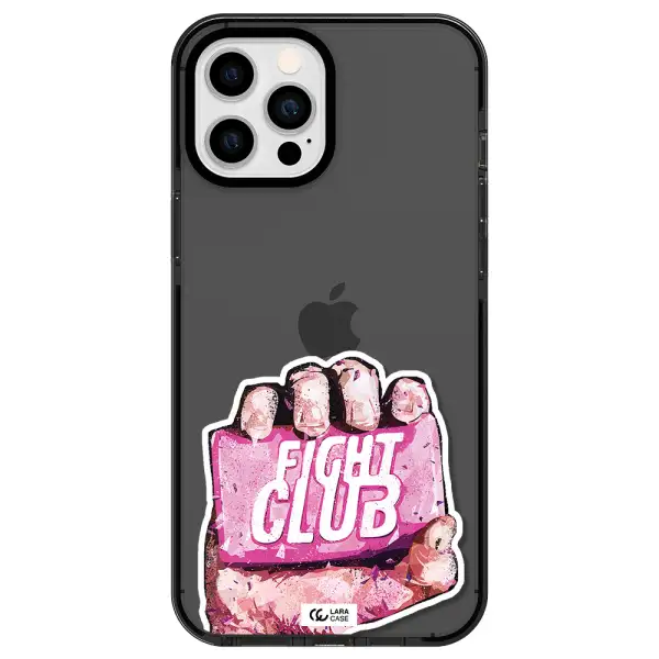 a hand holding a pink bag Apple iPhone 12 pro max impact Smoke Black Case