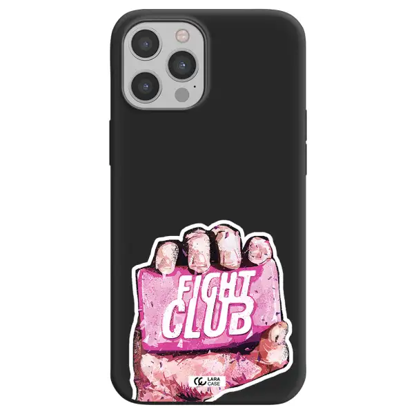 a hand holding a pink bag Apple iPhone 12 pro max Silicone black Case