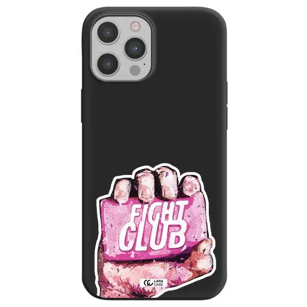 a hand holding a pink bag Apple iPhone 12 pro Silicone black Case