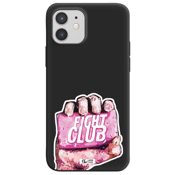 a hand holding a pink bag Apple iPhone 12 Silicone black Case