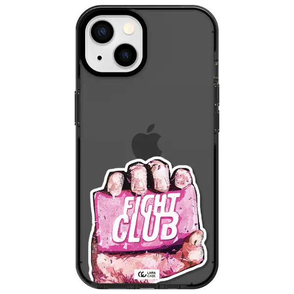 a hand holding a pink bag Apple iPhone 13 impact Smoke Black Case