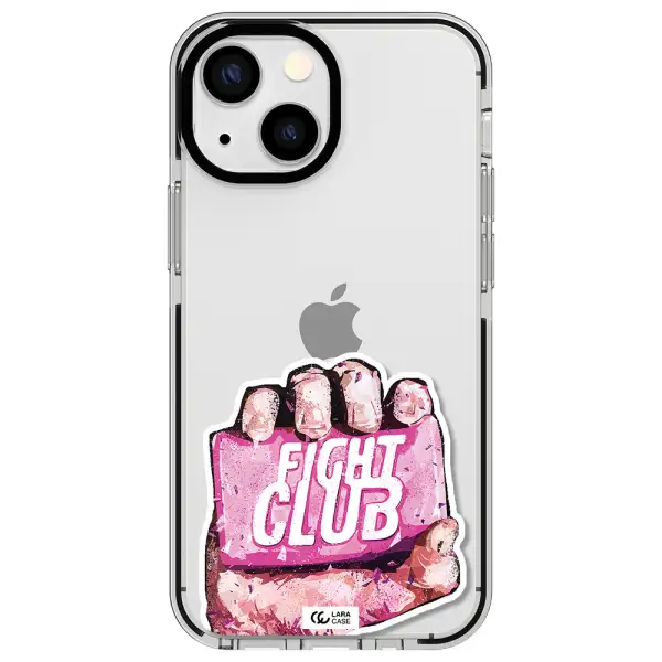 a hand holding a pink bag Apple iPhone 13 mini impact black border Case