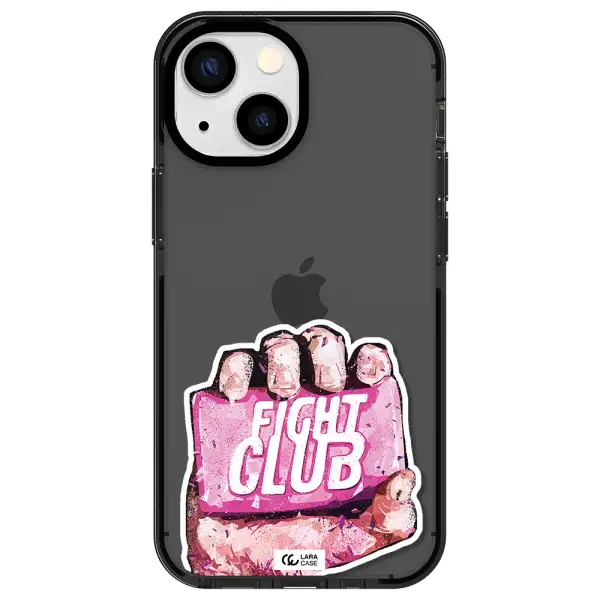 a hand holding a pink bag Apple iPhone 13 mini impact Smoke Black Case