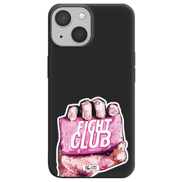 a hand holding a pink bag Apple iPhone 13 Silicone black Case
