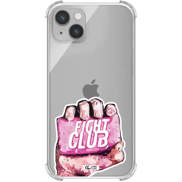 a hand holding a pink bag Apple iPhone 14 Clear PC Case
